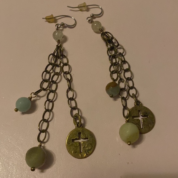 Chain and bead earings - Picture 2 of 2